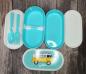 Preview: VW Bus Wohnmobil VW T1 hellblau Surf Adventure - Bento Box Lunchbox/Lunchset/Brotzeitbox -