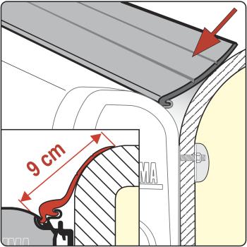 Rain Guard L 9 cm breit - zur Abdichtung Fahrzeug zu Markise