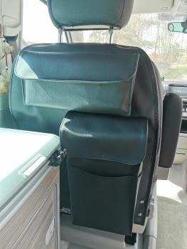 VanEquip Rückenlehntasche "Premium" für California Ocean, Coat, T5/T6/T6.1 Ausbau, Marco Polo mit großen Volumentaschen, hellgrau