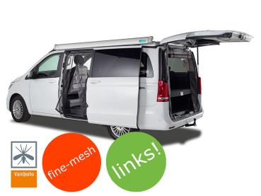 VanQuito Insektenschutzgitter Moskitonetz MB Viano / Vito / Marco Polo Schiebetür (ab Modell 2014) - fine mesh - links (Fahrerseite)