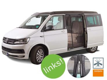 VanQuito VW Bus T5 / T6 / T6.1 Insektenschutzgitter Schiebetür links - Magnetreißverschluss