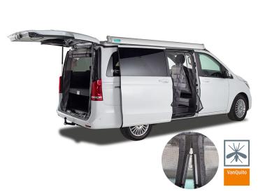 VanQuito Insektenschutzgitter Moskitonetz MB Viano / Vito Schiebetür und Marco Polo (ab Modell 2014) - Magnetreißverschluss