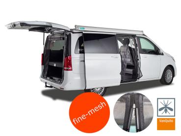 VanQuito Insektenschutzgitter Moskitonetz MB Viano / Vito / Marco Polo Schiebetür (ab Modell 2014) - fine mesh - Magnetreißverschluss