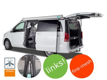 VanQuito Insektenschutzgitter Moskitonetz MB Viano/Vito/Marco Polo Schiebetür (ab Modell 2014) fine mesh-links (Fahrerseite) - Magnetreißverschluss