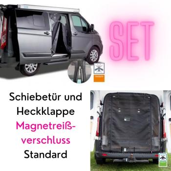 Insektenschutzgitter Set - Ford Custom Schiebetür Magnet-RV und Heck Standard