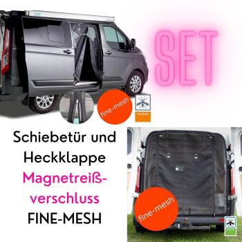 Insektenschutzgitter Set - Ford Custom Schiebetür Magnet-RV und Heck Fine-mesh