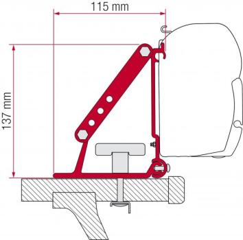Komplettset Markise Fiamma F45s, Montage am Dachträger mit Adapter #98655-310