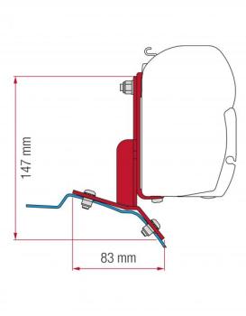 Komplettset: Markise Fiamma F45s mit Adapter Montage Flachdach Custom ab 2012 Beifahrerseite mit Adapter #98655Z112