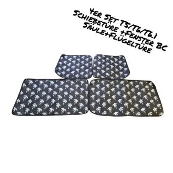 Thermomatten mit schwarzer Außenseite und weißen Palmen