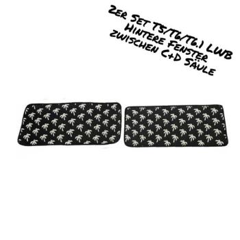 Thermomatten mit schwarzer Außenseite und weißen Palmen