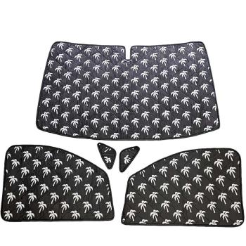 Thermomatte Fahrerhaus mit schwarzer Außenseite und weißen Palmen