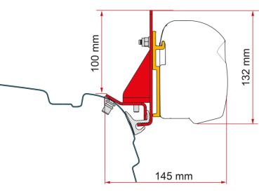 Komplettset Markise Fiamma F43van für VW Bus T5 / T6 / T6.1 mit Brandrup/Vamoose Schiene #98655Z147