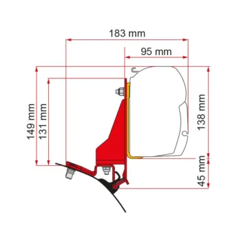Fiamma Adapter Skizze mit Maßen