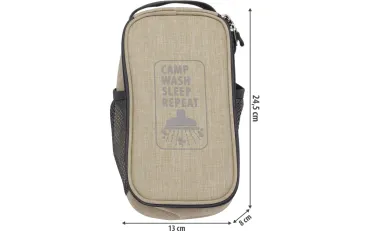 Washbag Kulturbeutel small beige mit Maßangaben in cm