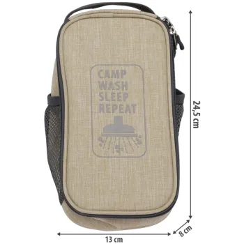 Preview: Washbag Kulturbeutel small beige mit Maßangaben in cm