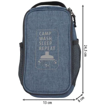 Preview: Washbag Kulturbeutel small blue mit Maßangaben in cm