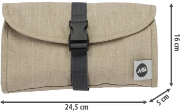 Washbag Kulturbeutel faltbar beige mit Maßangaben in cm