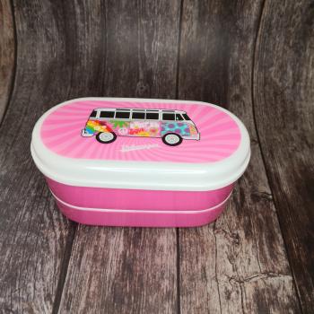 VW Bus Wohnmobil VW T1 rosa Summer Love - Bento Box Lunchbox/Lunchset/Brotzeitbox -