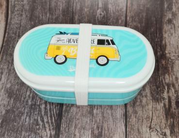 VW Bus Wohnmobil VW T1 hellblau Surf Adventure - Bento Box Lunchbox/Lunchset/Brotzeitbox -