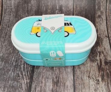 VW Bus Wohnmobil VW T1 hellblau Surf Adventure - Bento Box Lunchbox/Lunchset/Brotzeitbox -