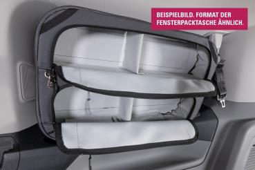 Preview: VanEquip Fensterpacktasche im Fahrzeug montiert mit geöffneter Tasche