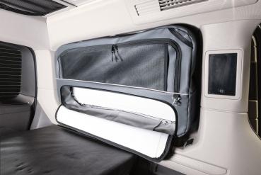 Preview: VanEquip Fensterpacktasche im Set mit Paneel für VW T7, anthrazit, Fahrerseite, ohne Sicherheitsgurt - langer Radstand
