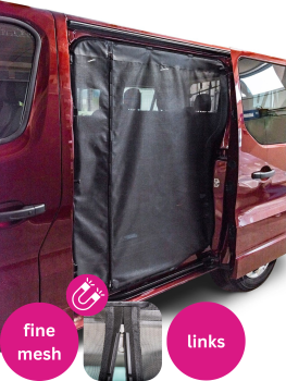 VanQuito Moskitonetz für Renault Trafic 3, Renault Bürstner, Nissan Primastar Schiebetür links Magnetreißverschluss fine-mesh