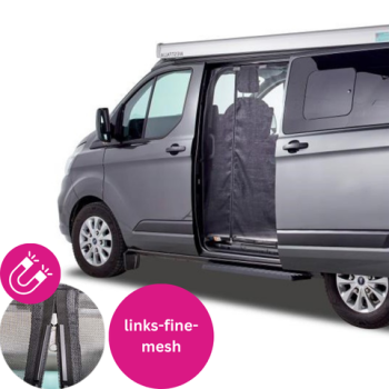 VanQuito Moskitonetz für Ford Custom ab BJ 2023 V710 / VW neuer Transporter Schiebetür links fine mesh Magnetreißverschluss