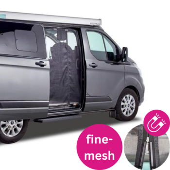 VanQuito Moskitonetz für Ford Custom V710 ab BJ 2023 / VW neuer Transporter Schiebetür fine mesh Magnetreißverschluss