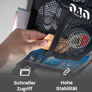 Preview: Schwarzer Karabiner zur Befestigung des Aufbewahrungsnetzes im VW T5/T6/T6.1 California.