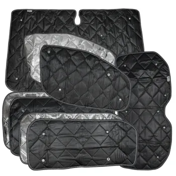 Set: Thermomatten Komplettset 8-teilig schwarz für Ford Custom 2012 - 09/2023 kurzer Radstand für Heckklappe STANDARD