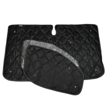 Set: Thermomatten Komplettset 8-teilig schwarz für Ford Custom 2012 - 09/2023 kurzer Radstand für Heckklappe STANDARD