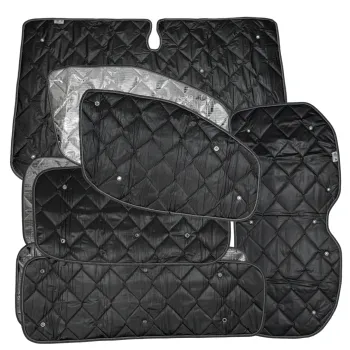 Set: Thermomatten Komplettset 8-teilig schwarz für Ford Tourneo Custom 2012 - 09/2023 langer Radstand für Heckklappe STANDARD
