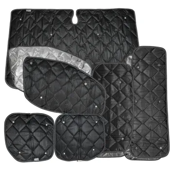 Set: Thermomatten schwarz Komplettset 9-teilig für Ford Custom 2012 - 2023 langer Radstand für Heckflügeltüren