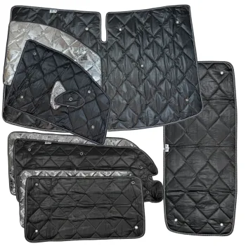 Set: Thermomatten schwarz Komplettset 8-teilig Mercedes Vito / Viano 2004 - 2014 (W639) extra langer Radstand für Heckklappe