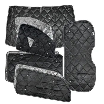 Set: Thermomatten schwarz Komplettset 10-teilig Mercedes Vito, Viano, V-Klasse, Tourer ab 2014 (447) langer Radstand für Heckklappe