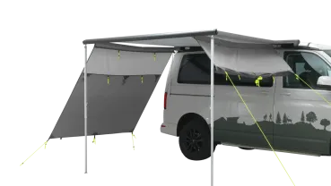 Outwell Fallcrest Seitenplanen Set grau mit einer hochgerollten seite