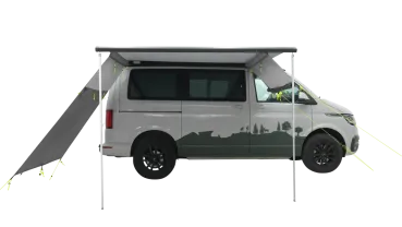 Outwell Fallcrest Seitenplanen Set grau mit einer hochgerollten seite