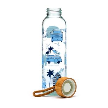 Volkswagen VW T1 Bulli Abenteuer Trinkflasche - Glas & Bambus