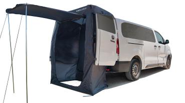 Preview: Vancabin Heckzelt Doppeltür für PSA-Fahrezuge montiert