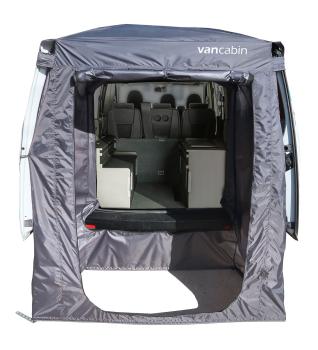 Preview: Vancabin Heckzelt Doppeltür für PSA-Fahrezuge montiert