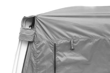 Vancabin Heckzelt Doppeltür für PSA-Fahrezuge - Nahaufname der Befestigung an der Tür