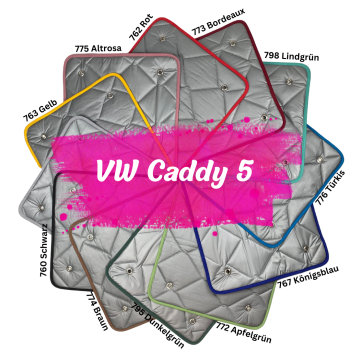 Aufgefächerte Thermomatten mit allen verschiedenen Farben mit Fahrzeugtypbeschriftung