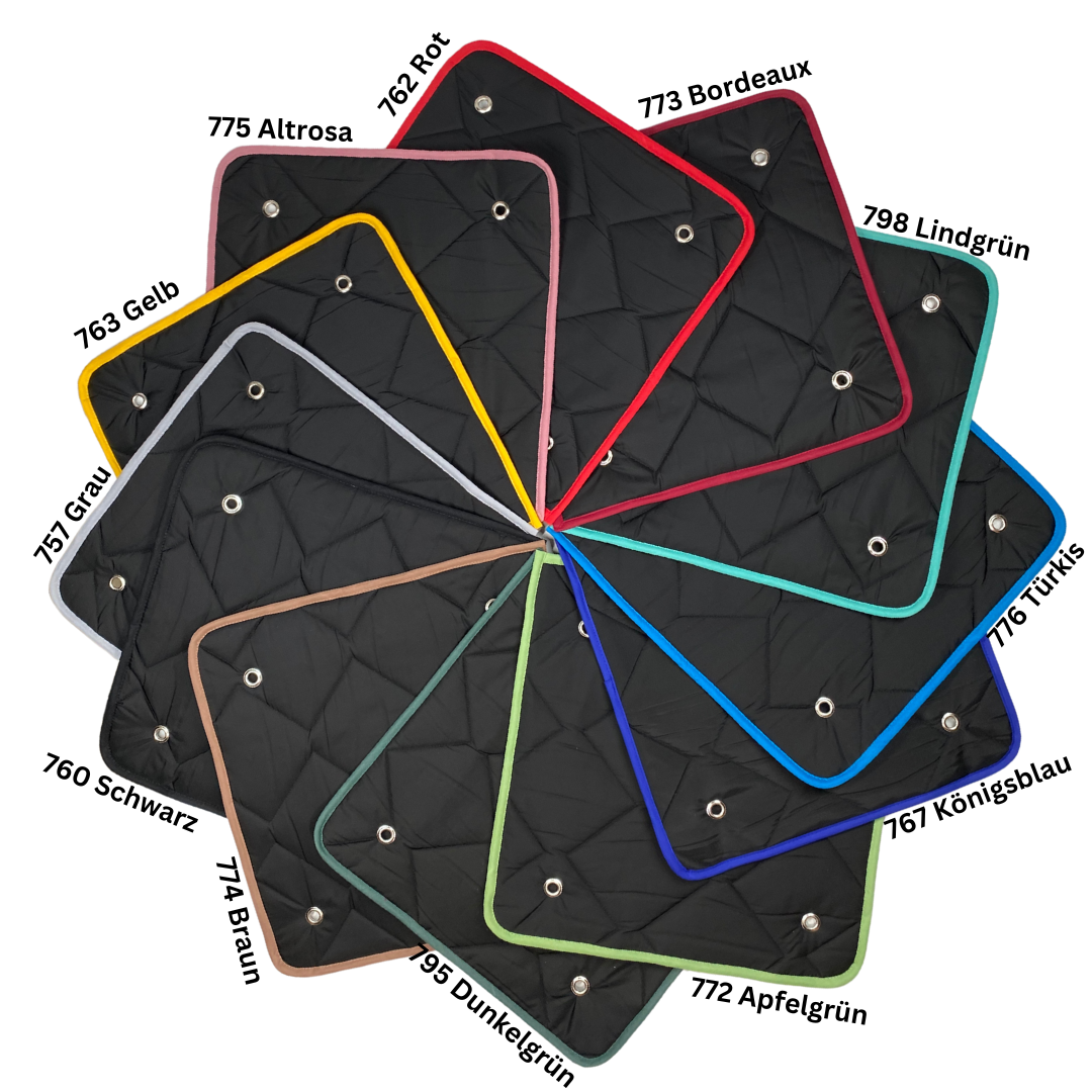 Mehrere Thermomatten Dark Edition mit farbigem Einfassband