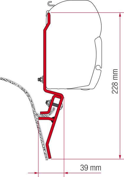 Komplettset Markise Fiamma F45s für VW Bus T3 - Montage an der Regenrinne #98655-035