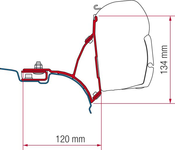 Komplettset: Fiamma F45s mit Adapter VW Bus T5 / T6 / T6.1, Montage am Flachdach ohne C-Schiene - wie bei Multivan - mit Adapter #98655-647