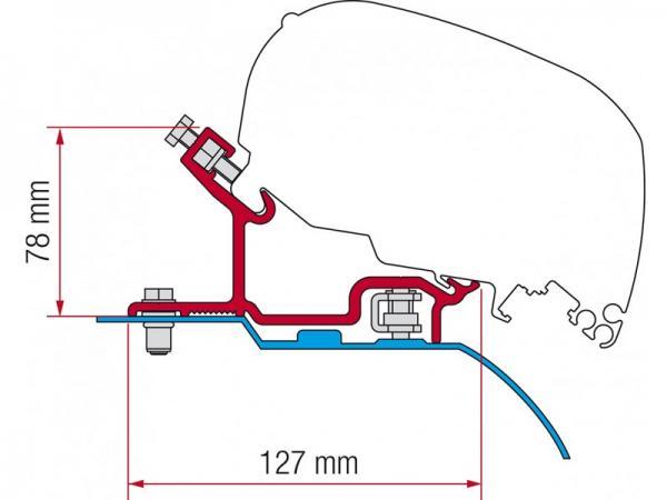Komplettset Markise F80s Fiat Ducato, Jumper, Boxer ab 2006 H3 - Fahrzeuglänge 6363 mm #98655-656