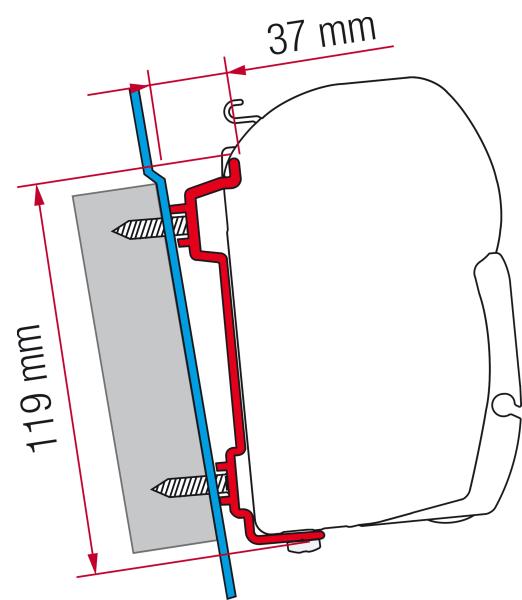Adapter Fiamma F45s an High Roof - Ford Transit H2 + H3, Custom H2 L2, MB Sprinter, VW Crafter #98655-741