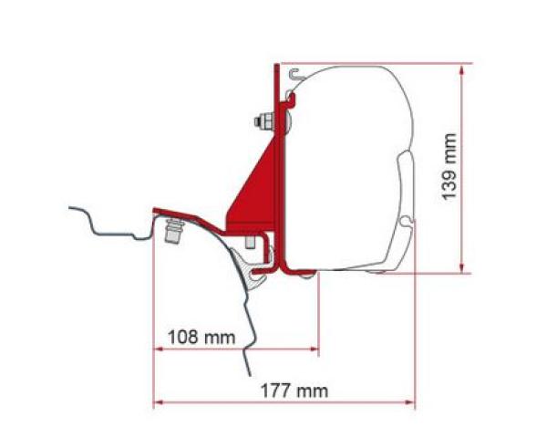 Komplettset Markise Fiamma F45s für VW Bus T5 /T6 / T6.1 Multirail #98655Z156