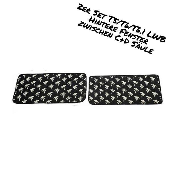 Thermomatten mit schwarzer Außenseite und weißen Palmen